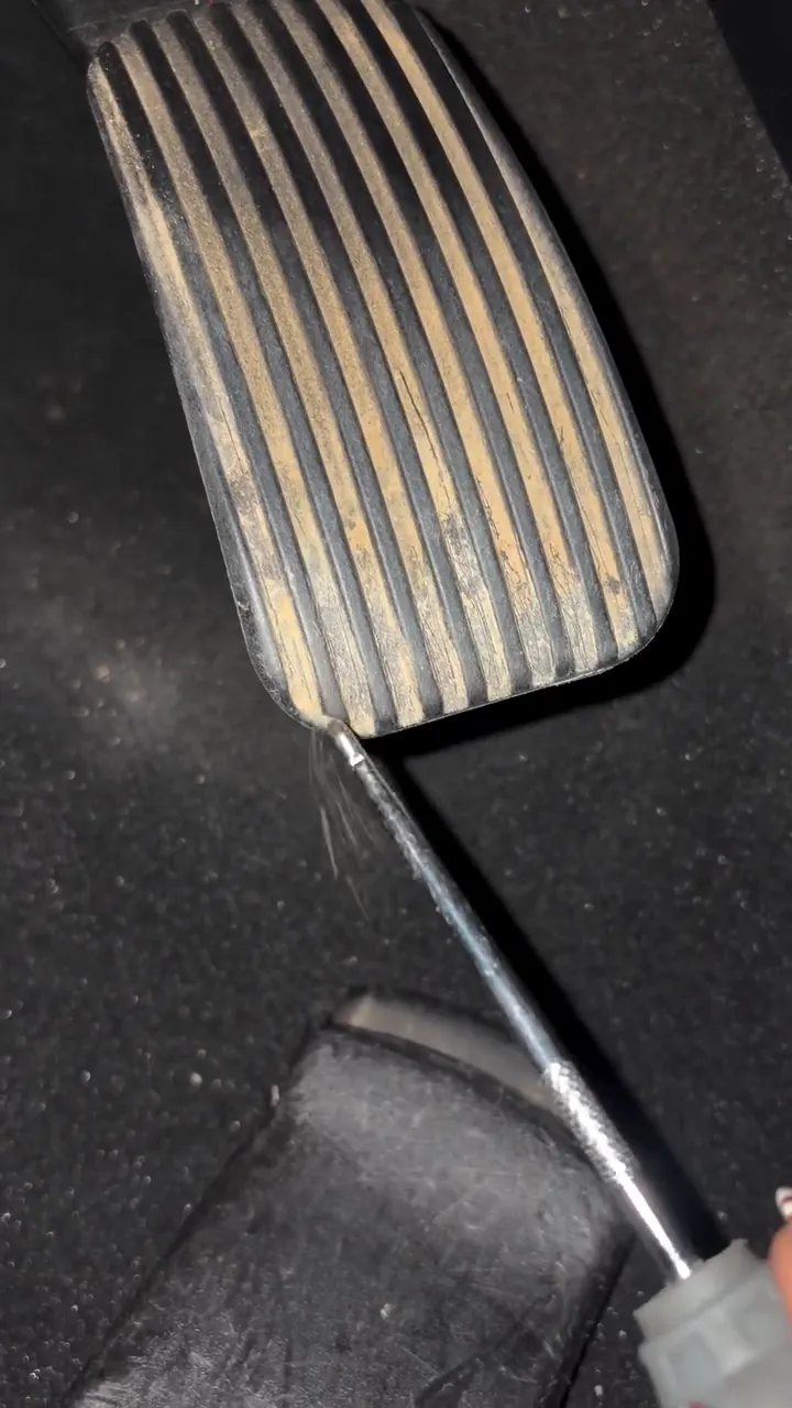 A gas pedal, every groove picked clean