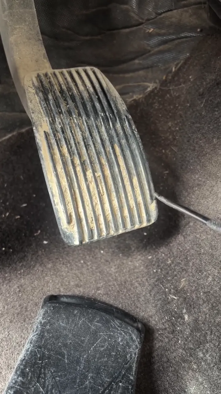 Picking the dirt out of a pedal's grooves